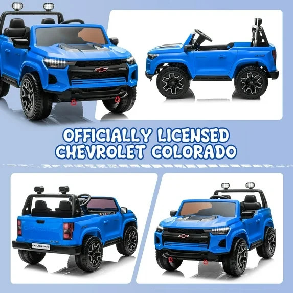 24V RideChevrolet Silverado 2-Seater Electric Truck Kids Toy W/Bluetooth