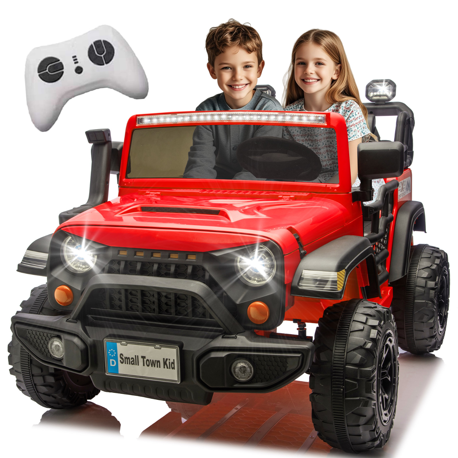 24V 2 Seater Electric Car Ride on Truck for Kids w/Remote,Power Wheels Jeep,Red