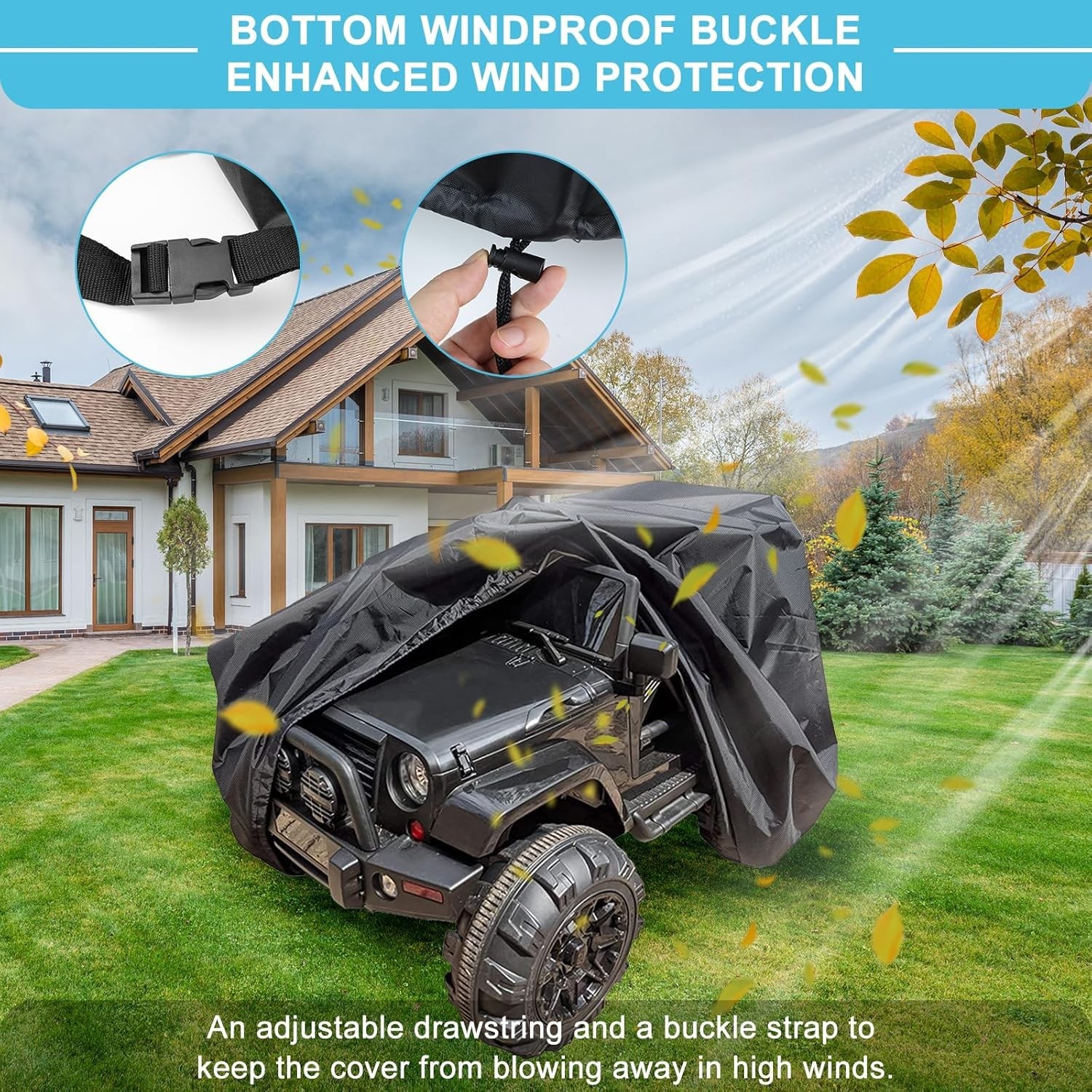 All-Weather Toy Car Cover for Kids – Large 55″x33″x32″ – Windproof & Waterproof