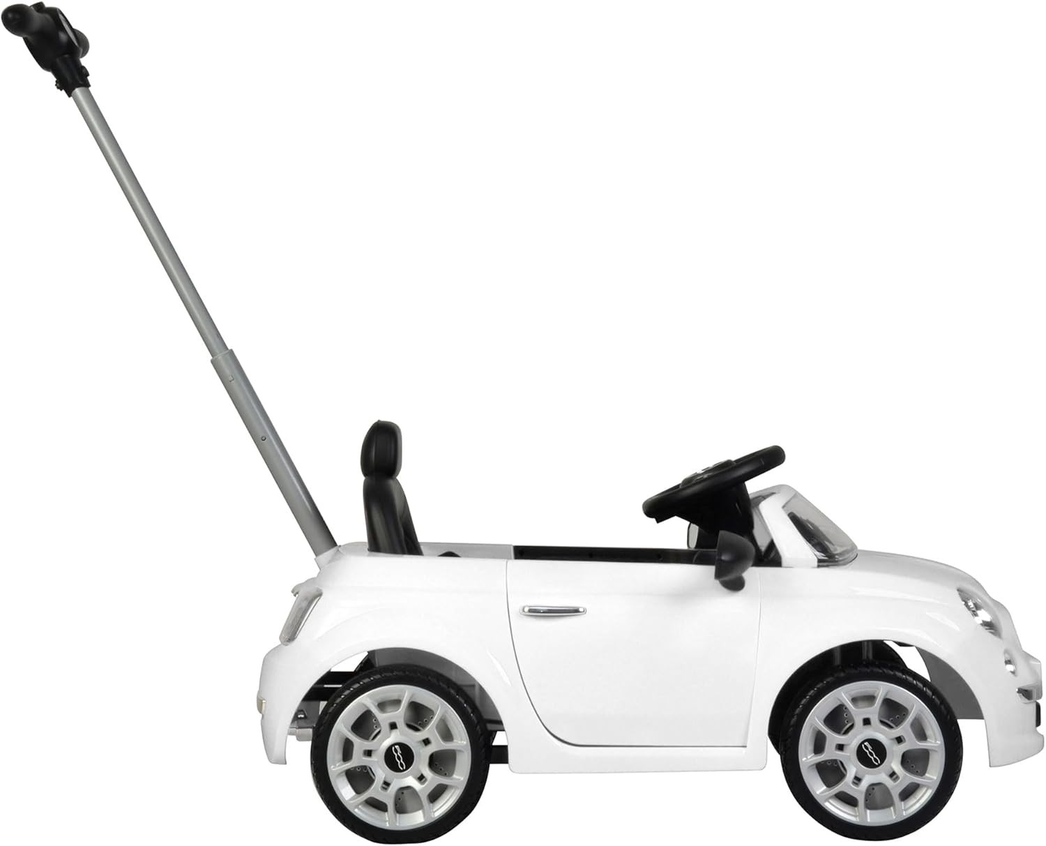 Fiat 500 Ride on Push Toy Baby Car Stroller for Toddlers 1 to 3 Years Old with M