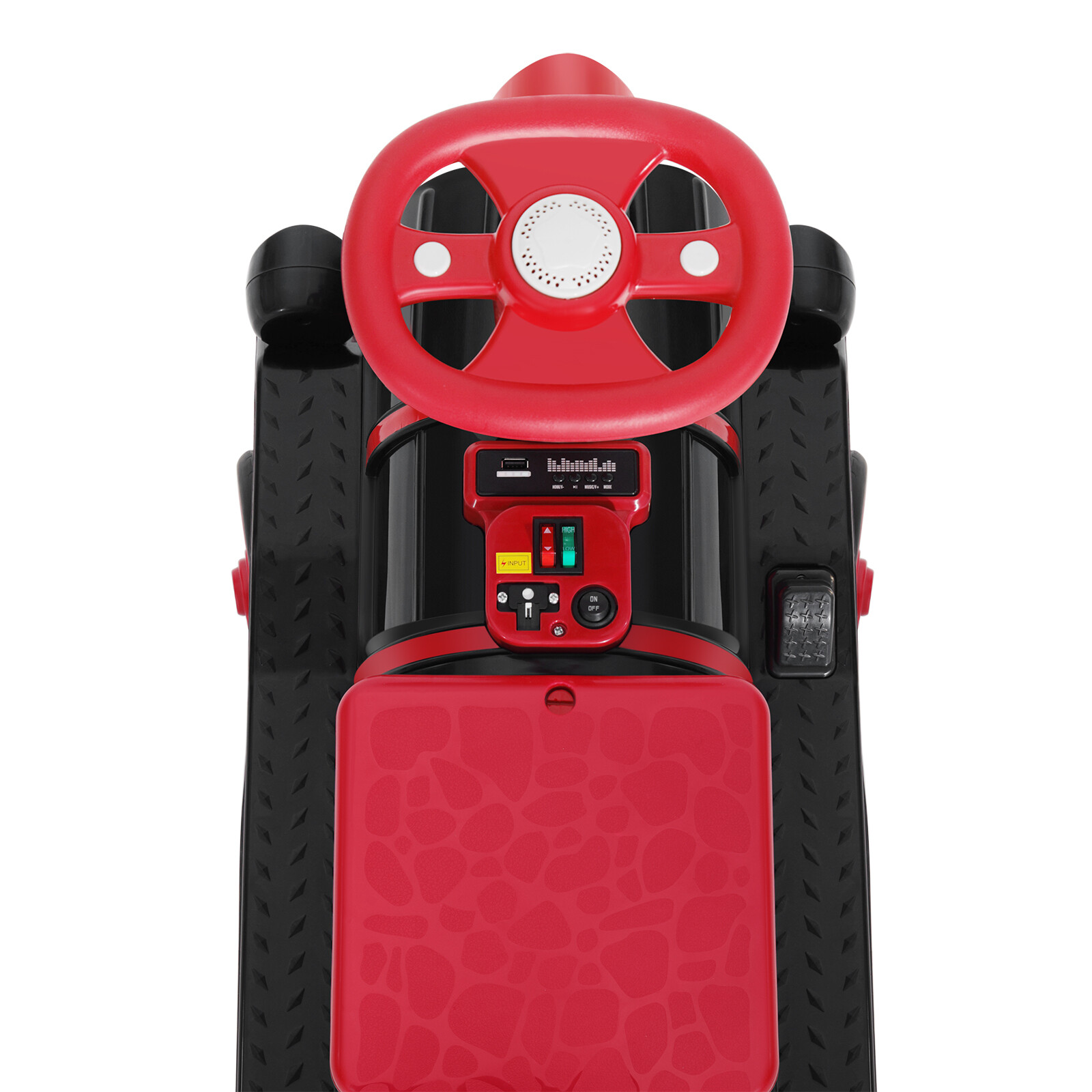Large 2-Seater Red 12V Battery Kids Ride On Train w/2 Speed,Music,Lights,Storage
