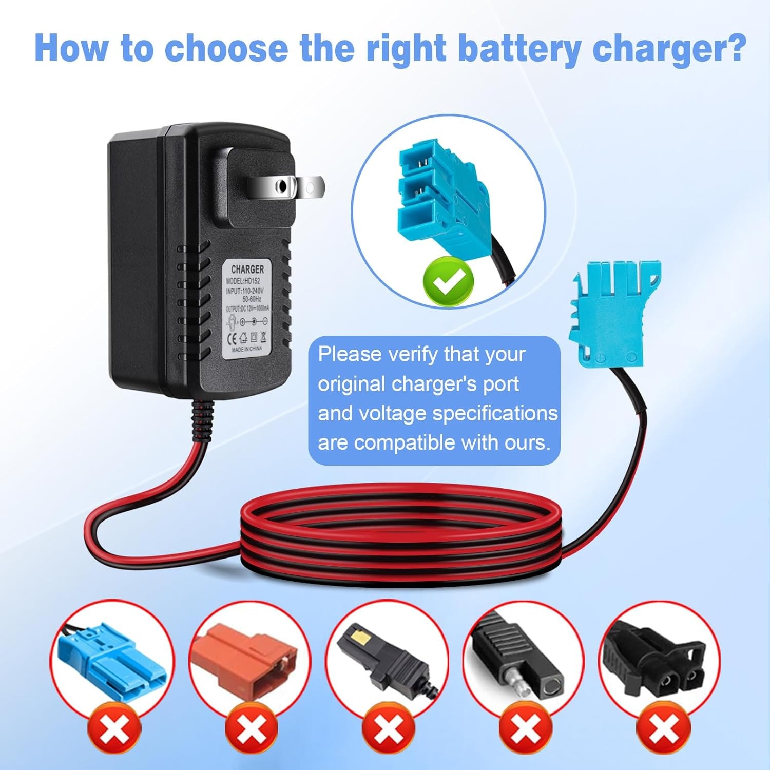 12V Battery Charger for Ride On Toy Car Tractor Gator RZR Replacement Power
