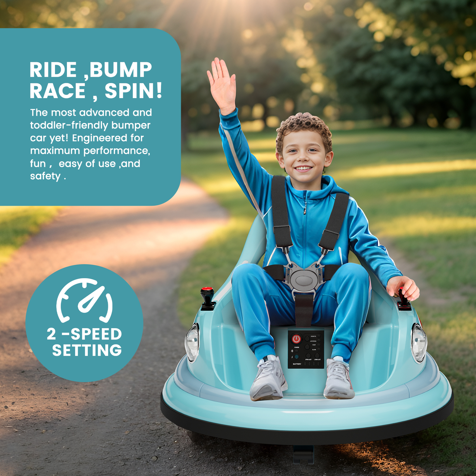 12V Kids Ride on Bumper Toddler Electric Car 360° Spin w/ Remote & LED Lights US