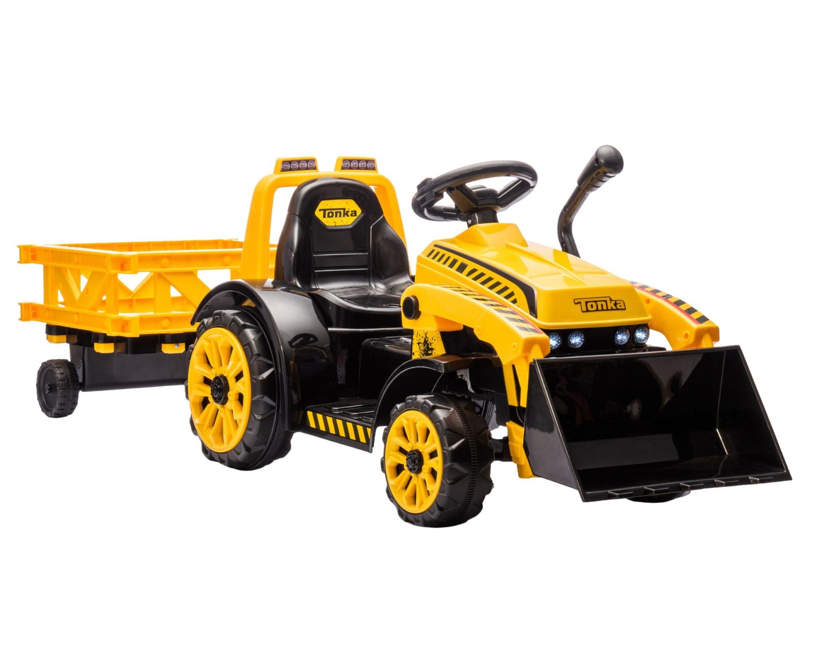Ride On Cars Tonka 6V Construction Tractor Ride-On with Trailer Kids Ride On