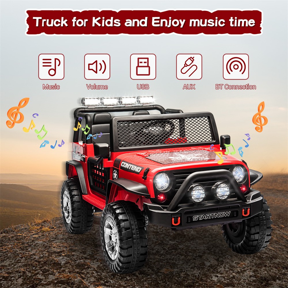 12V Kids Ride On Truck 4 Wheels Electric Jeep Car Toy with Remote Control Red