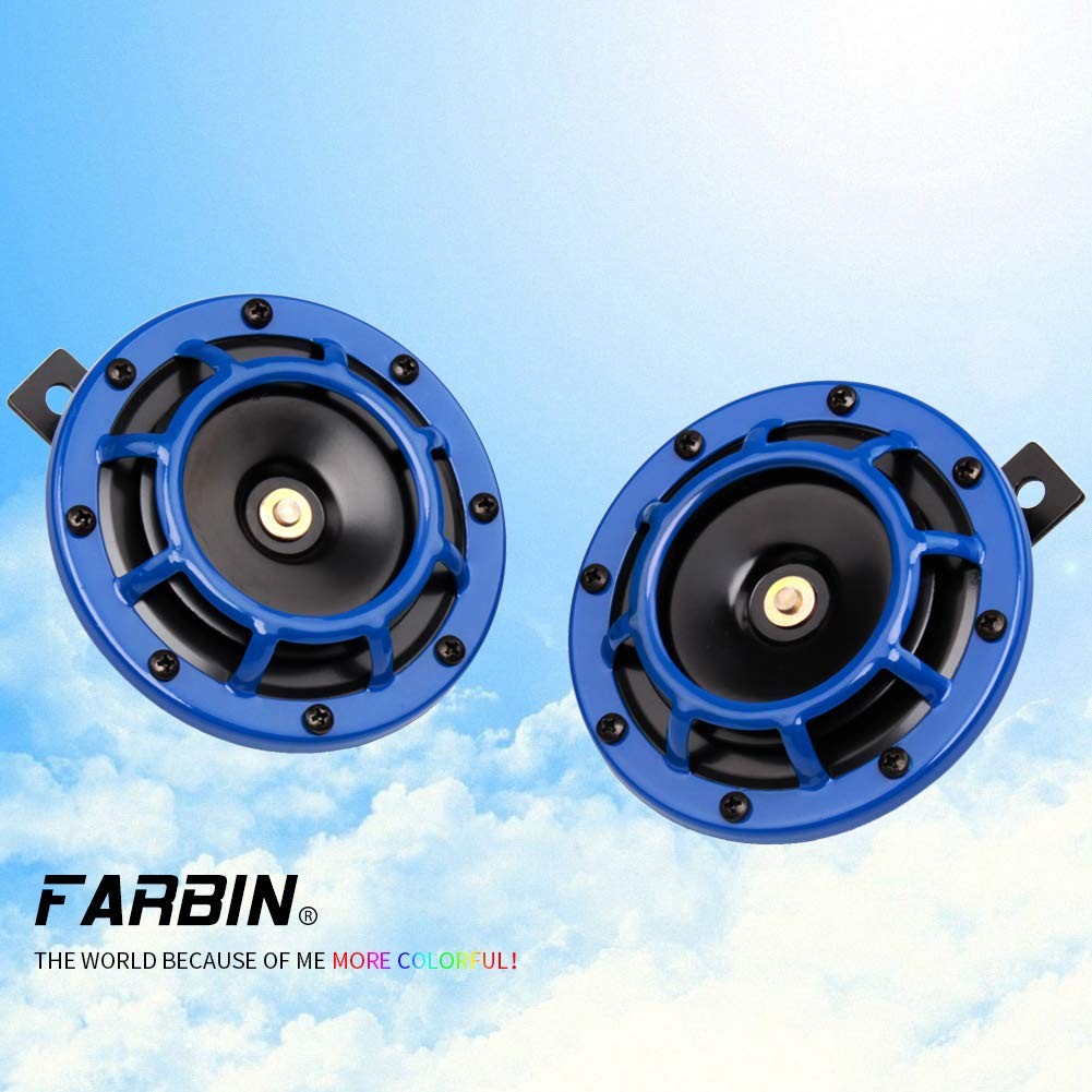 12V Loud Blue Twin Horn Kit Super High Low Tone Electric Horn for Car