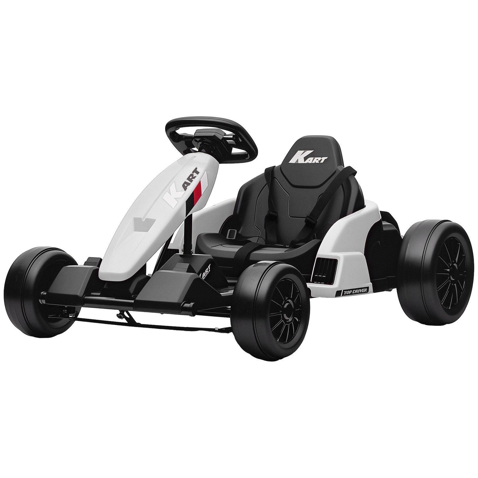 24V Electric Go Kart, Kids Drift Kart with Dual 150W Motors, White