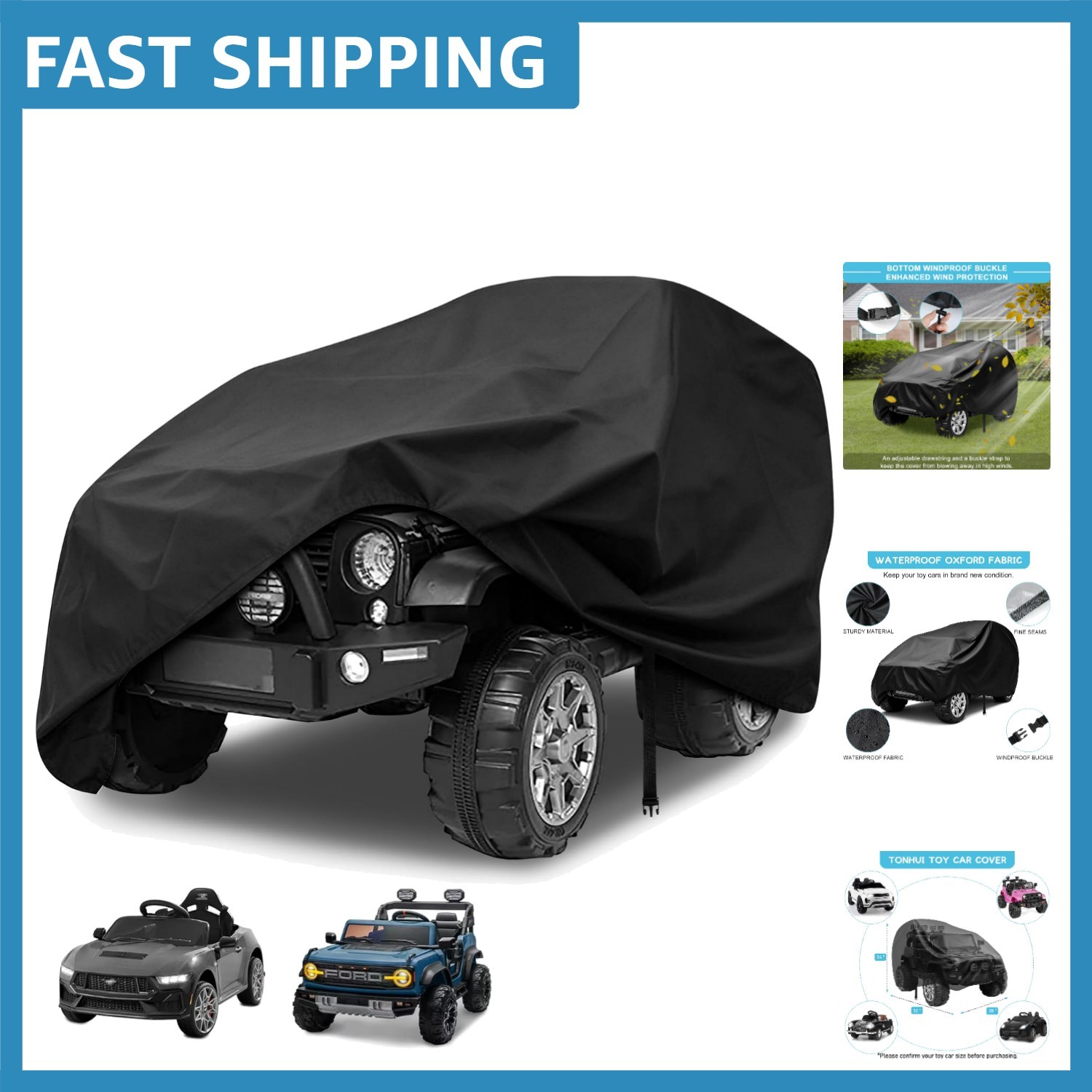 Water-Resistant Toy Car Cover for Kids | Adjustable Fit 52 x 28 inches