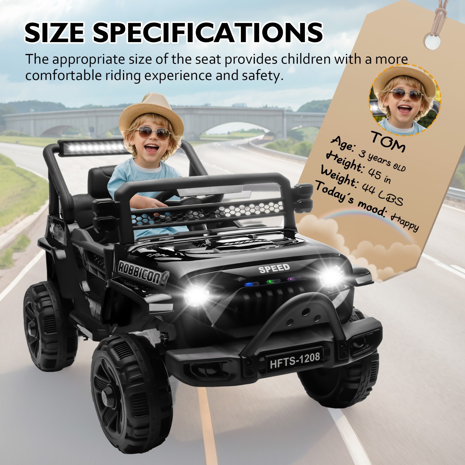 12V Electric Car Ride On Truck for Kids w/ Remote, Powered Wheels Toys, Black