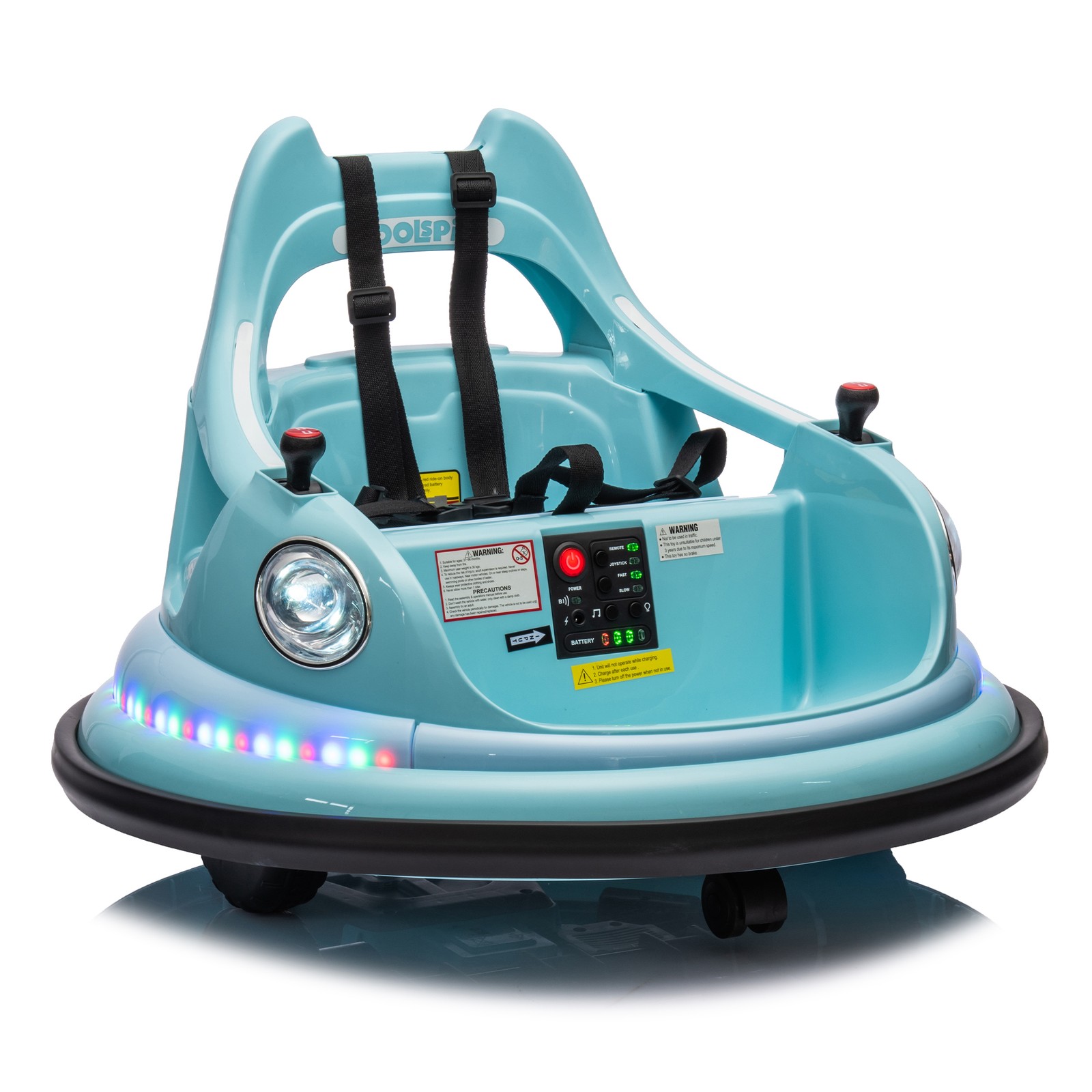 12V Ride on Bumper Car for Kids Electric Car for Kids 1.5-5 Years Old LED Blue