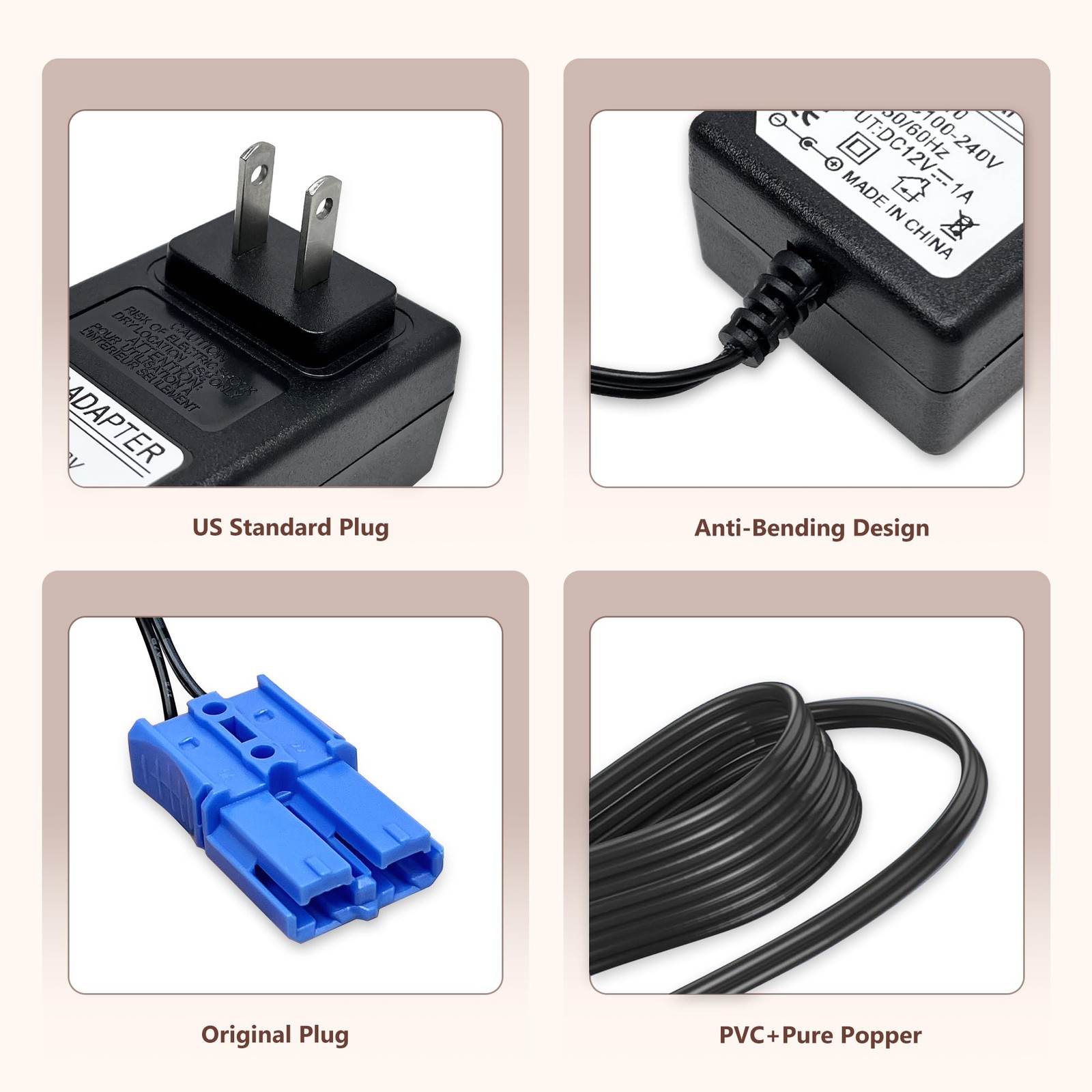 12V Battery Charger with Blue Plug for Kid Trax Ride-On Toys Compatible bule