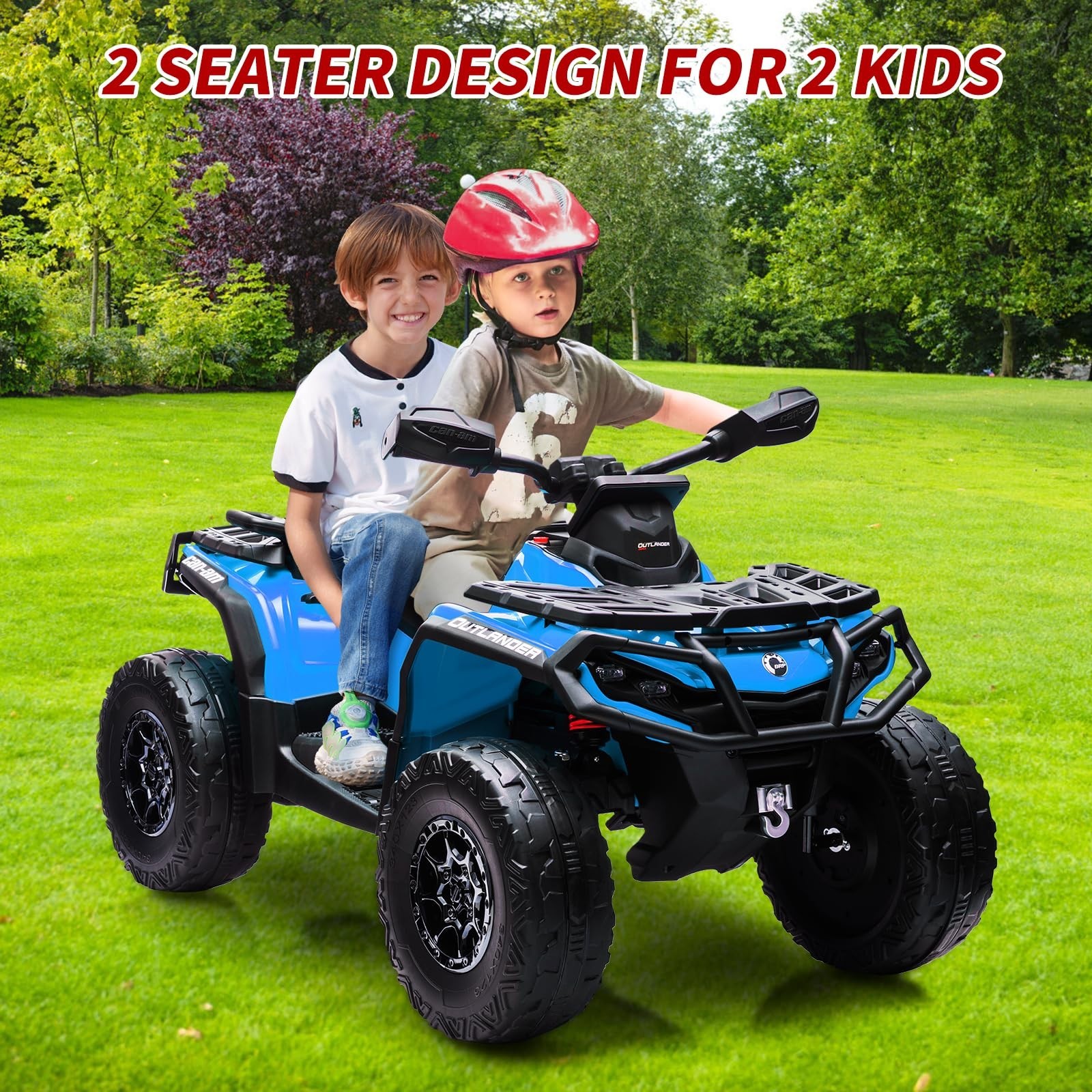 24V Kids Ride On Car Electric ATV Toy Car 2 Seaters LED Light For Christmas Gift