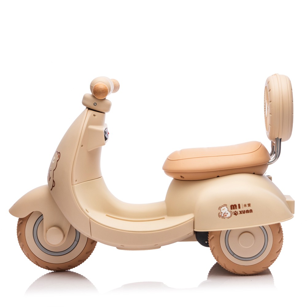 Kids Electric Motorcycle with Parent Control Three-Wheel Stable Wooden Handle