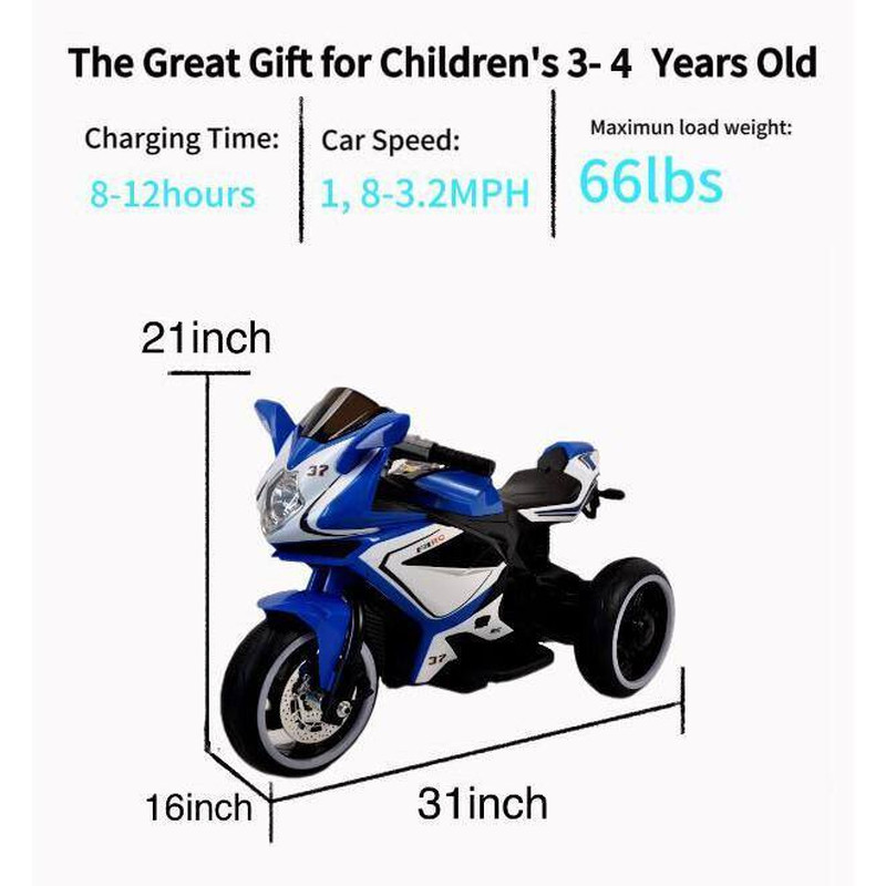 Plastic 6V Electric Motorcycle for Kids 3-4 -Years Boys & Girls with Headlight,