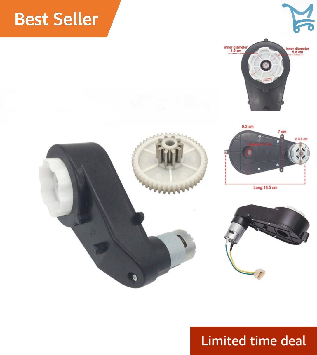 24V 30000RPM Gearbox High Torque DC Motor for Kids Ride on Car SUV Electric