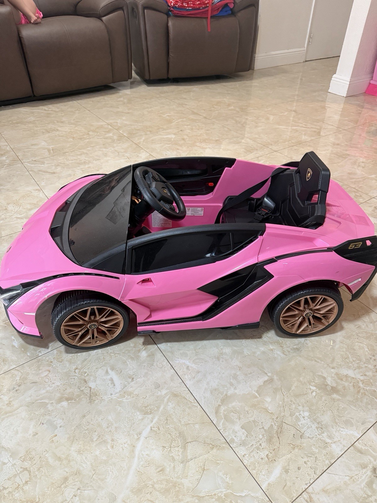Lamborghini Sian Pink Battery Operated Ride-On Toy Car for Kids 3-7 Years
