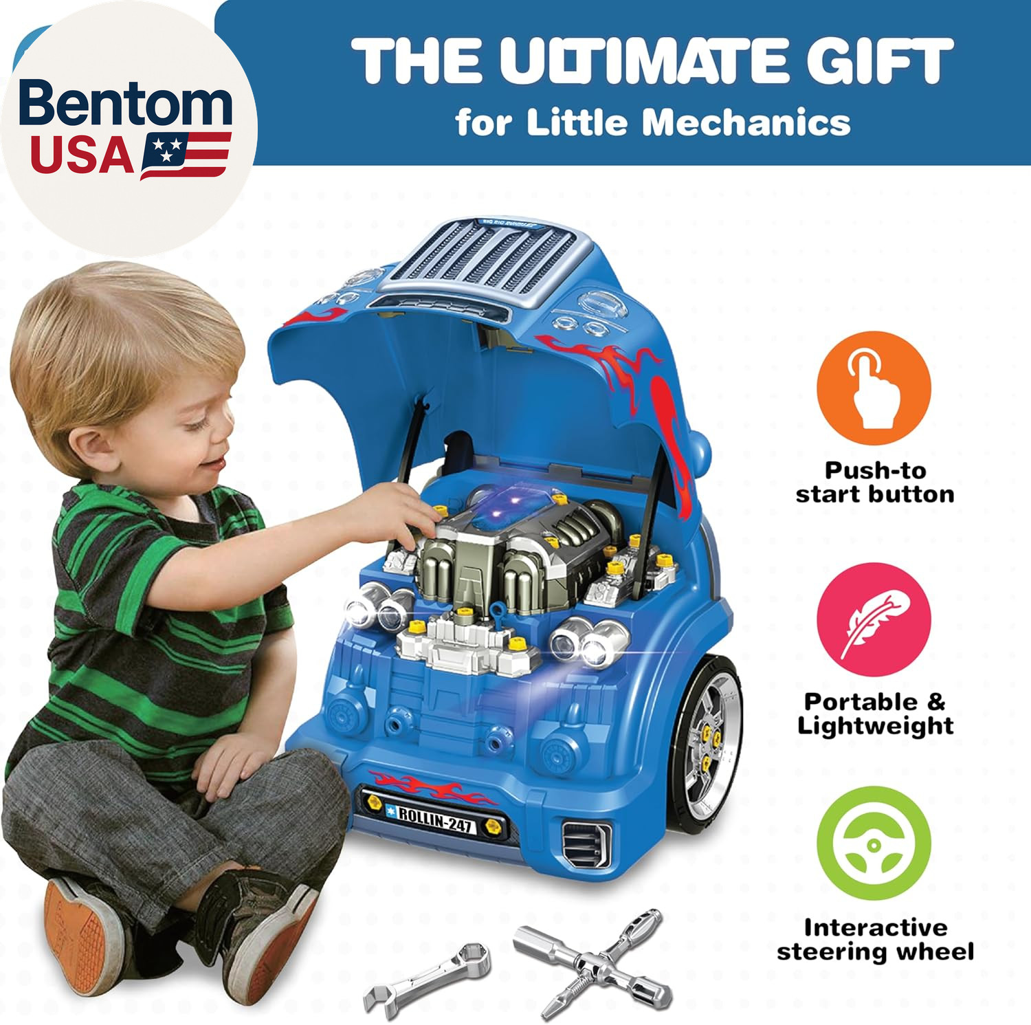 Interactive Large Truck Engine Toy for Kids – Complete Mechanic Repair Kit with