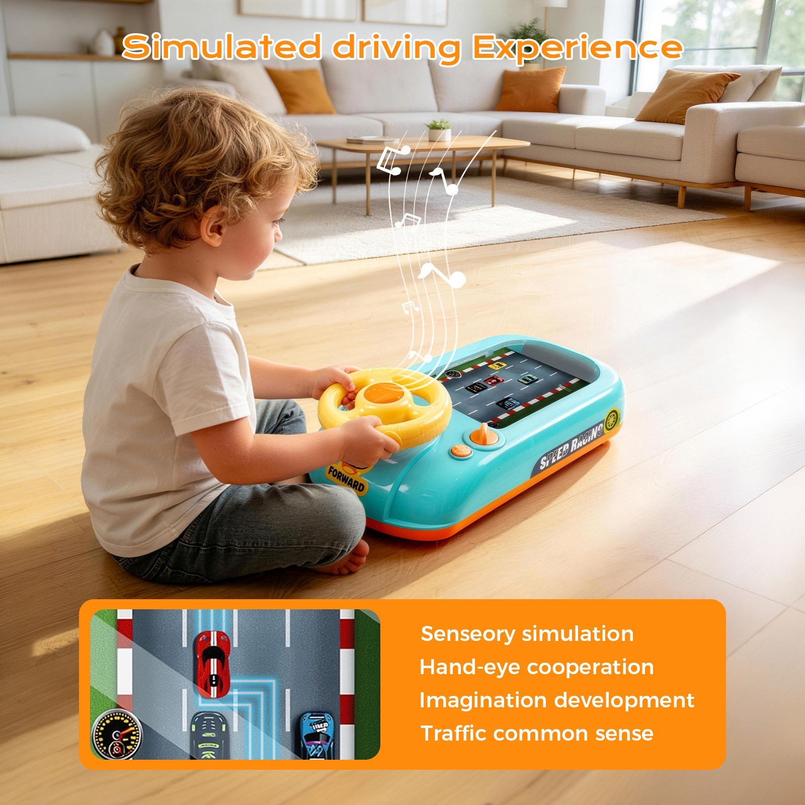 Racing Car Steering Wheel Driving Adventure Game Toy Simulation Racing for Kids