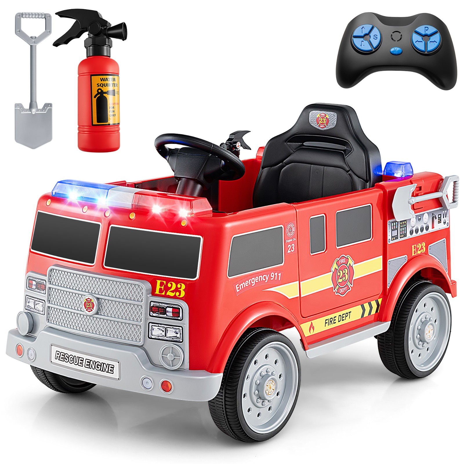 Kids Ride on Police Car 12V Battery Powered Electric Vehicle w/ 3 Speeds