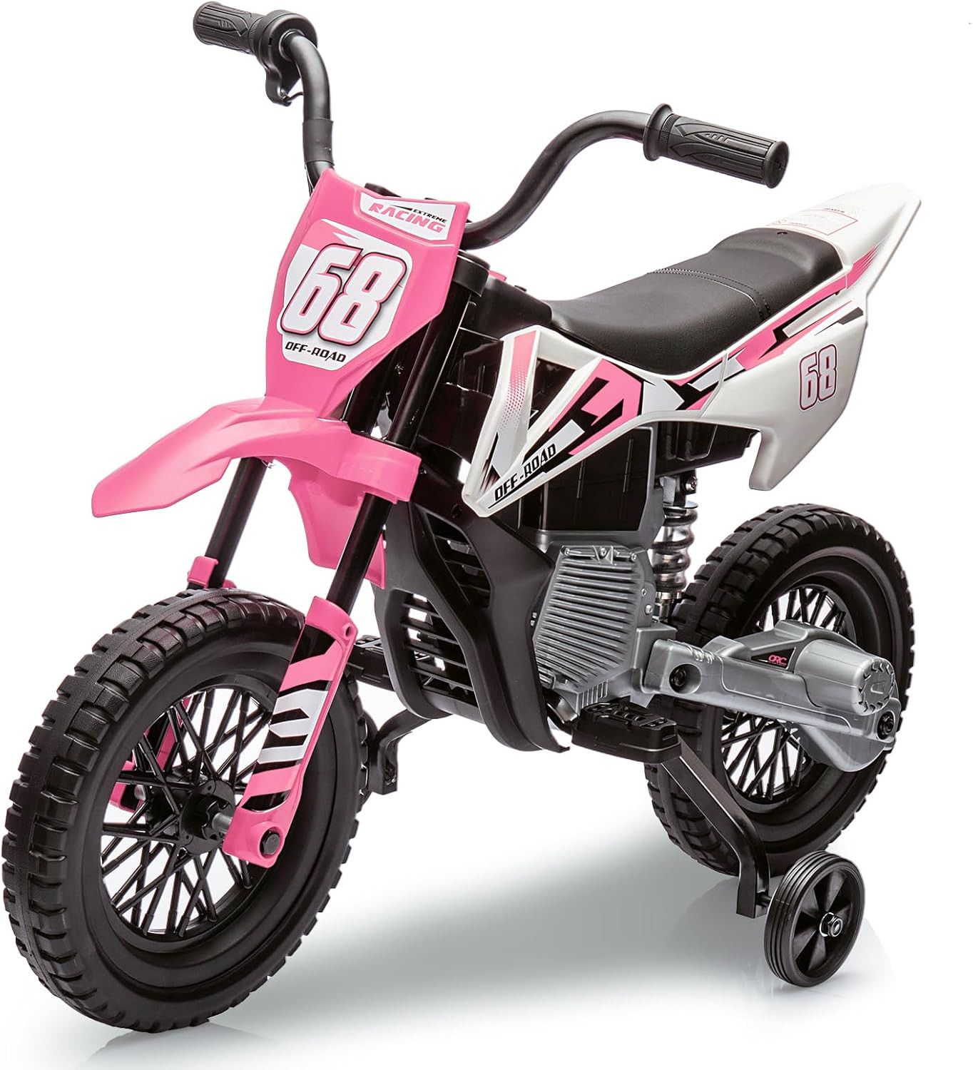 12V Kids Electric Dirt Bike with Training Wheels, Twist Grip Throttle, 3 Mph Max