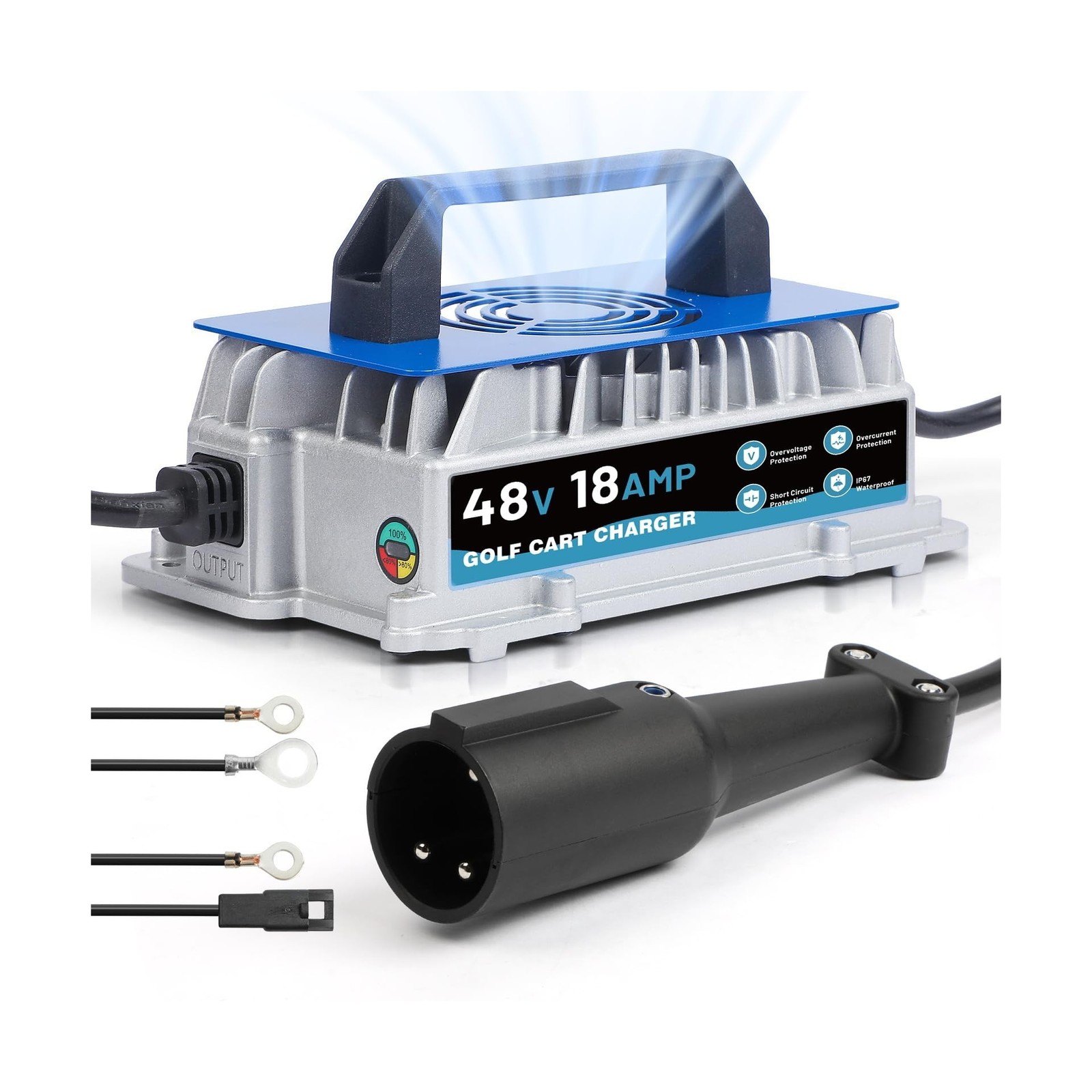18 AMP 48 Volt Golf Cart Charger for Club Car 1250W Smart Trickle Charge & IP…