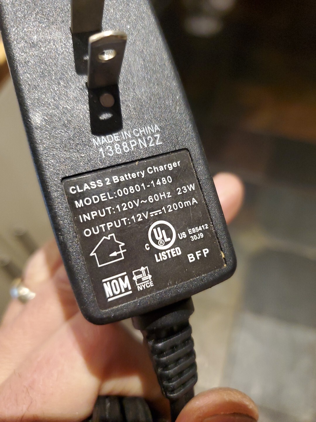 Fisher Price Power Wheels Factory Original – 12V Battery Charger 00801-1480.