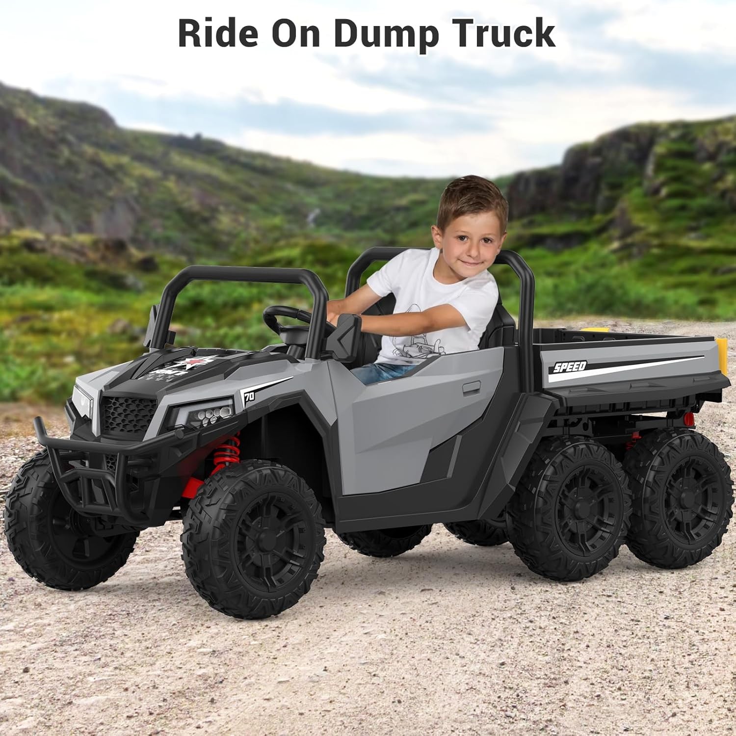 24V 4WD Electric Ride On Dump Truck with Remote Control | 2-Seater Kids