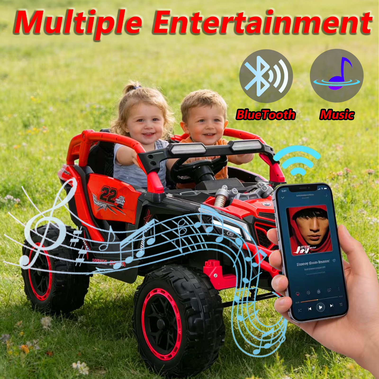 24V Kids Electric Car Ride on UTV Battery Power Wheels with Remote Control, Red