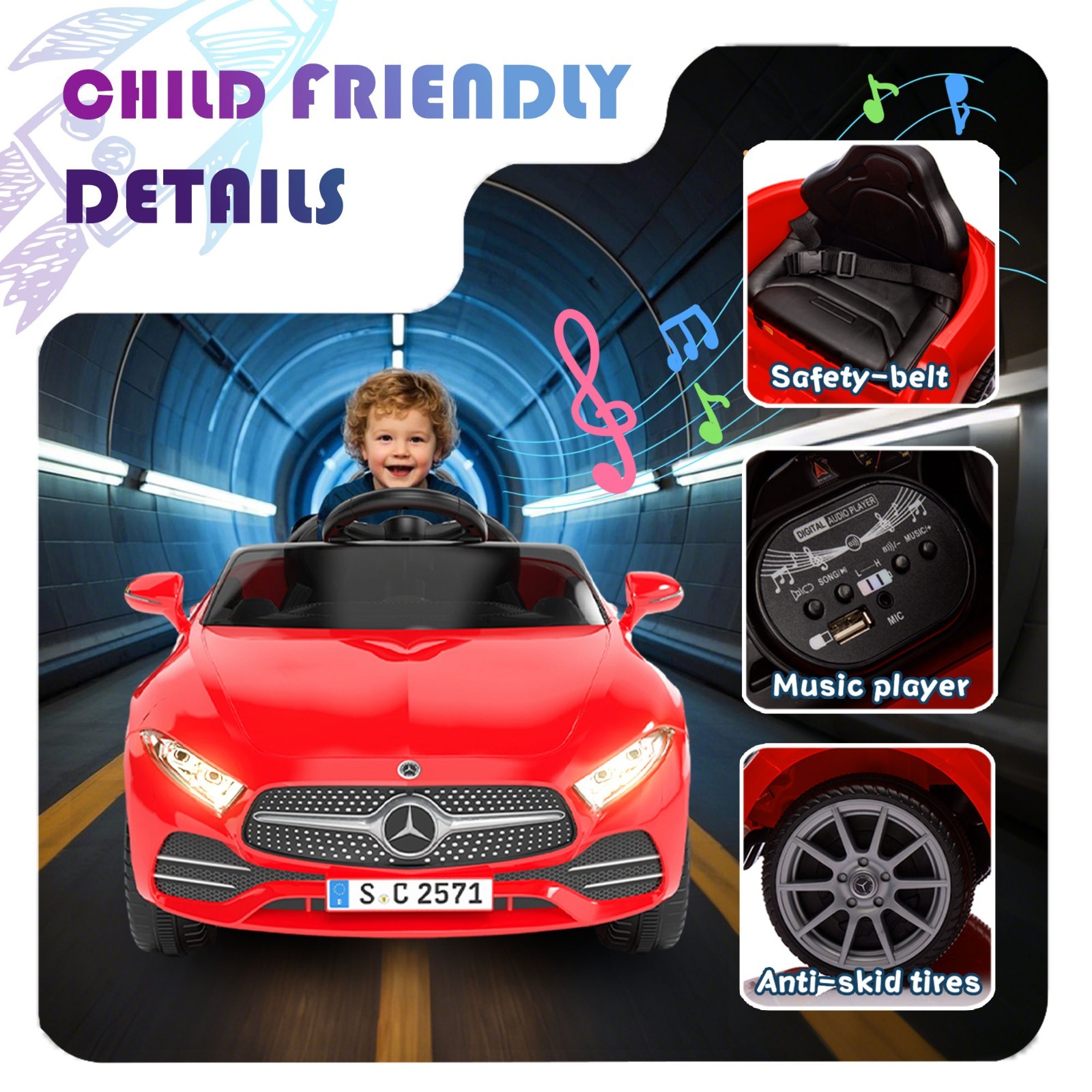12V Kids Electric Car Ride on Toys for Girls Boys w/Remote, Battery Powered,Red