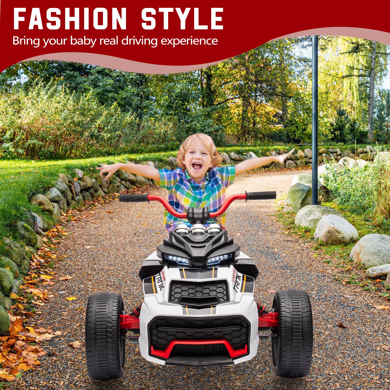 Kids Electric ATV 12V 7Ah Battery 55W Dual-Motor 7mph EVA Tires Outdoor Toy