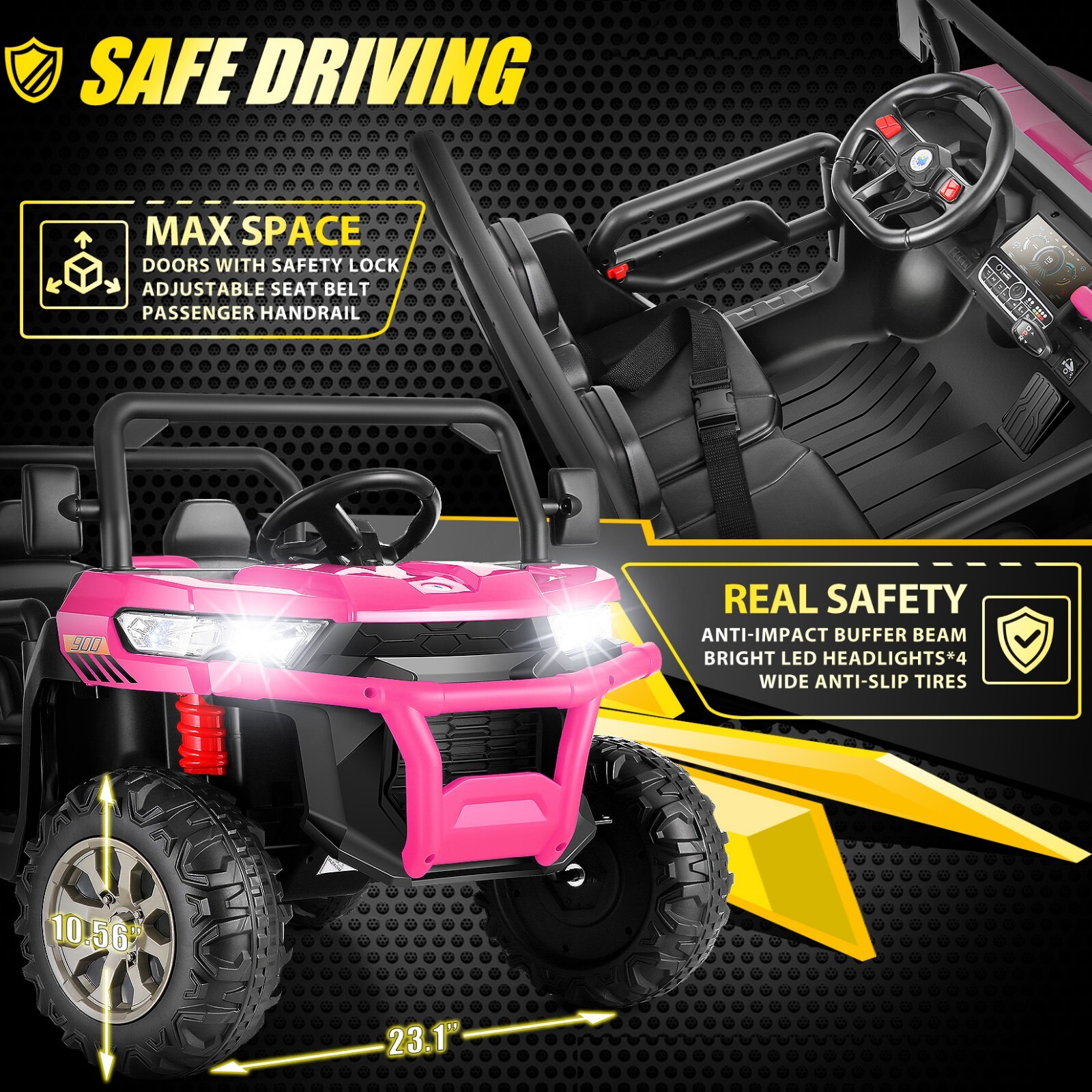 Electric 24V Battery Powered 4WD Kid Ride On Car Toys 2-Seat Dump Truck 6-Wheels