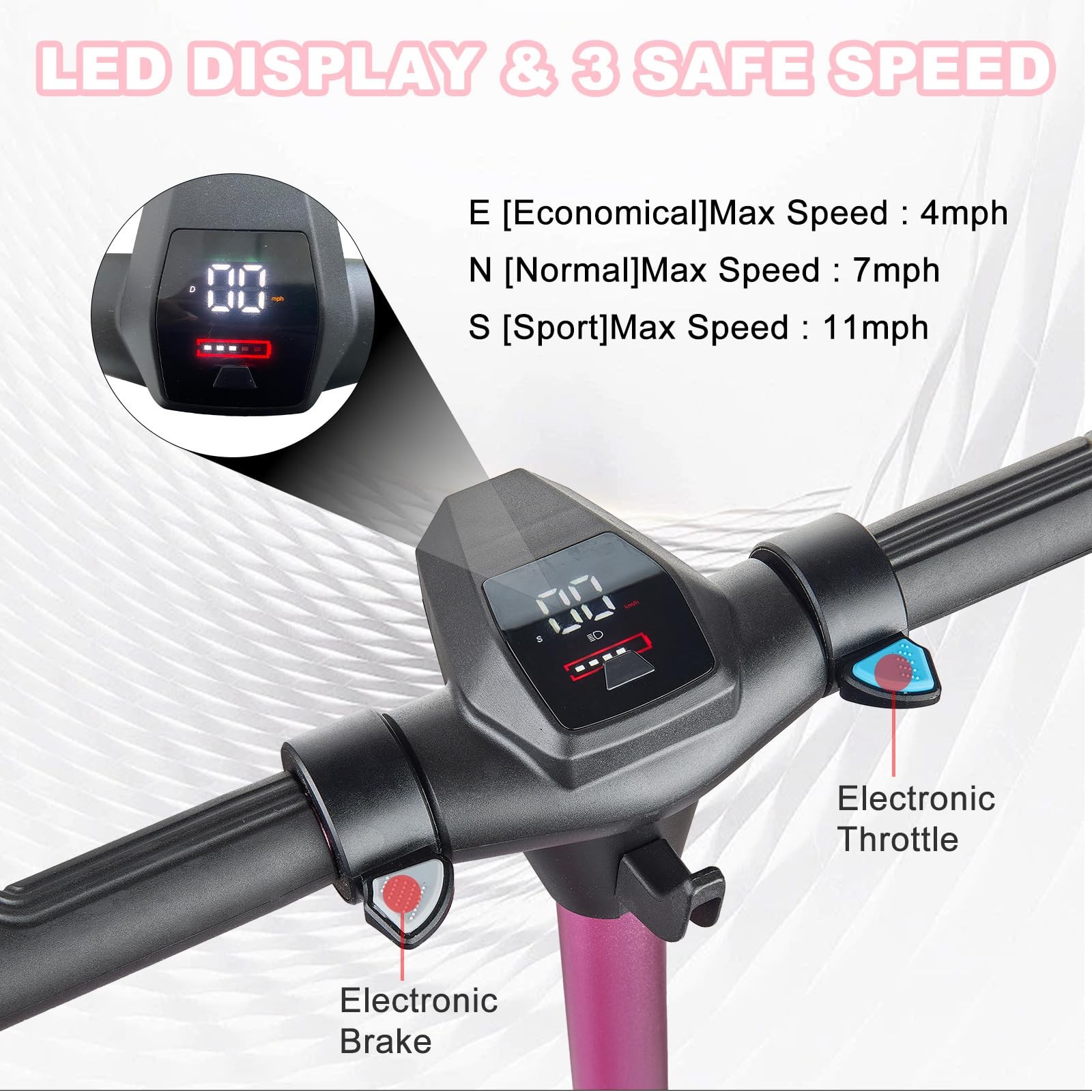 Electric Scooter for Kids Ages 6-12, 150W Motor, 4/7/11 Mph, 60 mins Ride Tim…