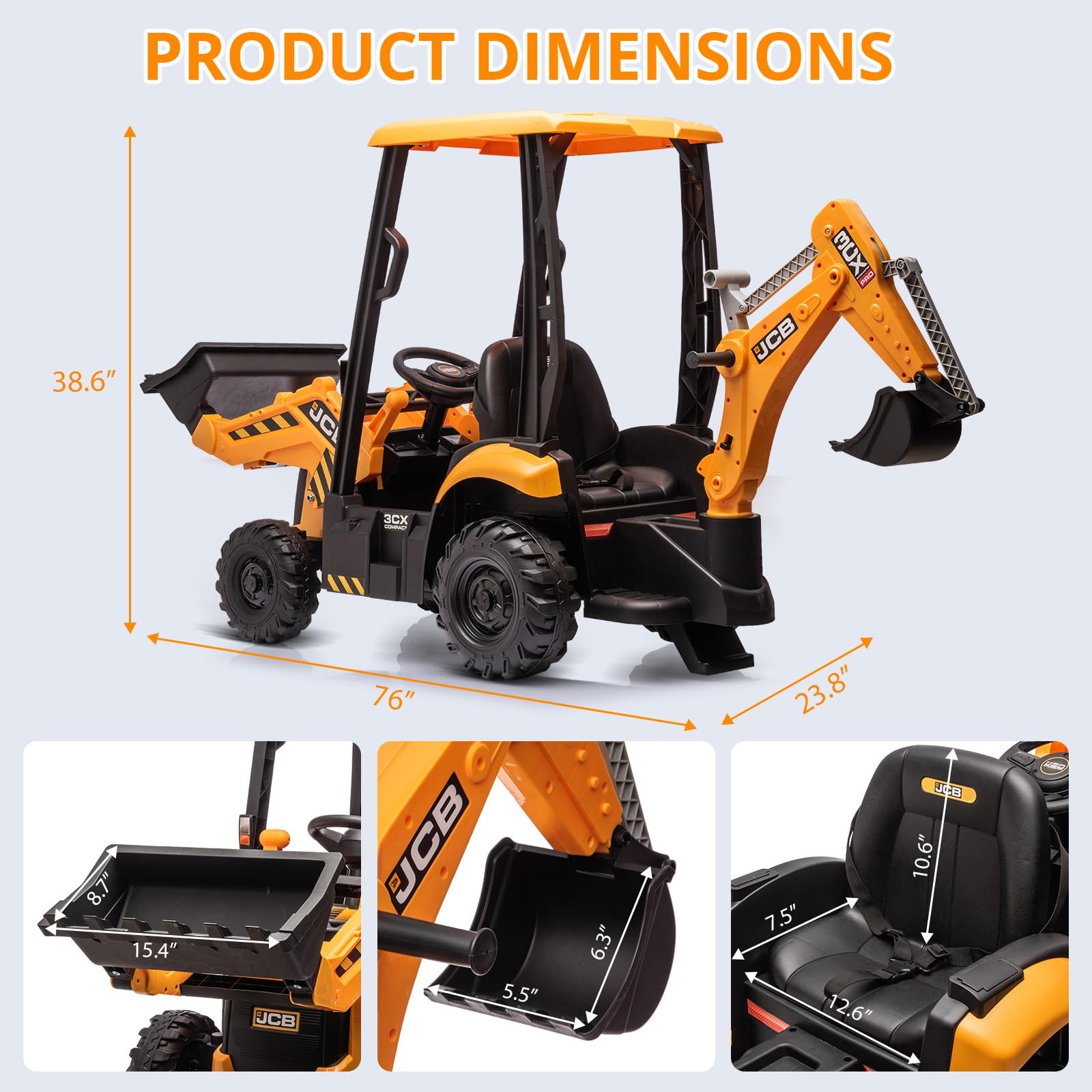 12V Kids Ride On Car&Remote Licensed JCB Ride On Excavator Electric Vehicle