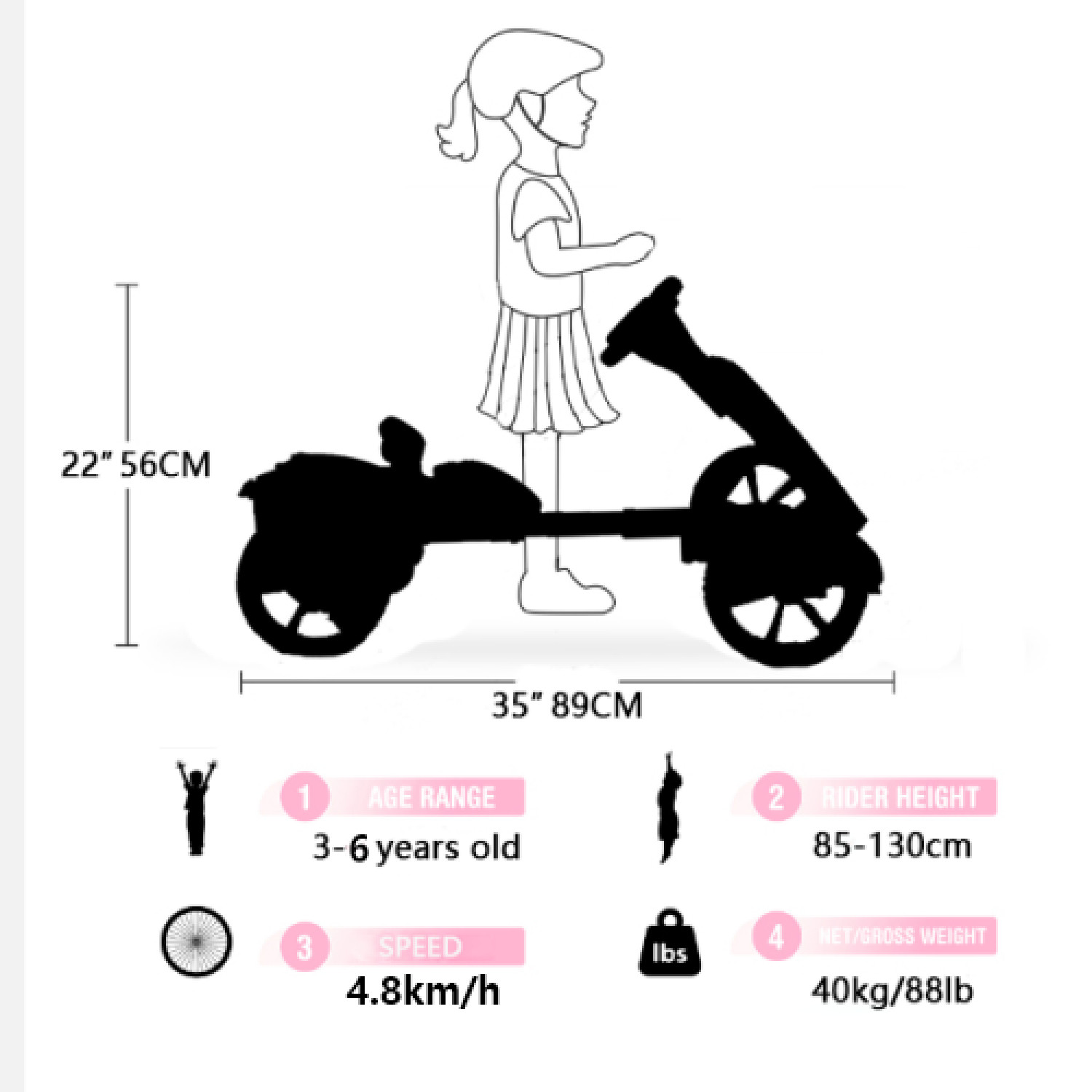 12V Electric Kids Foldable Go Kart Ride On Toy Adjustable Seat EVA Wheels Age3-6
