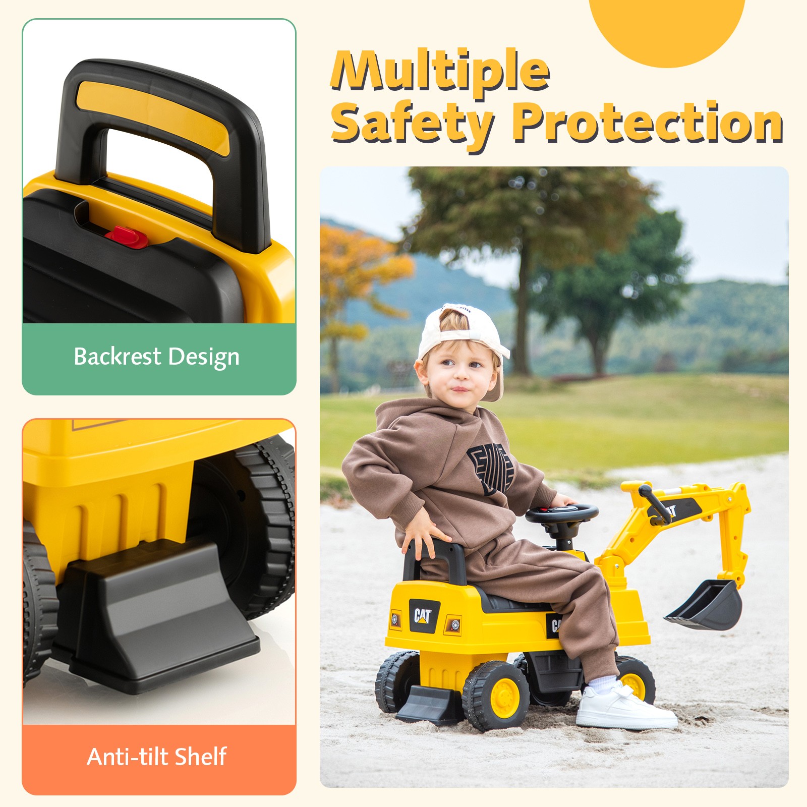 Licensed Caterpillar Kids Rid-On Digger Excavator Toy w/Digging Bucket & Storage