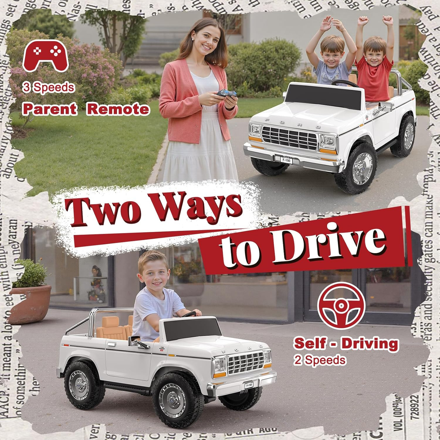 Licensed Ford F-150 24V 2 Seater Ride on Car for Kids, 4X100W Motors for All-Ter