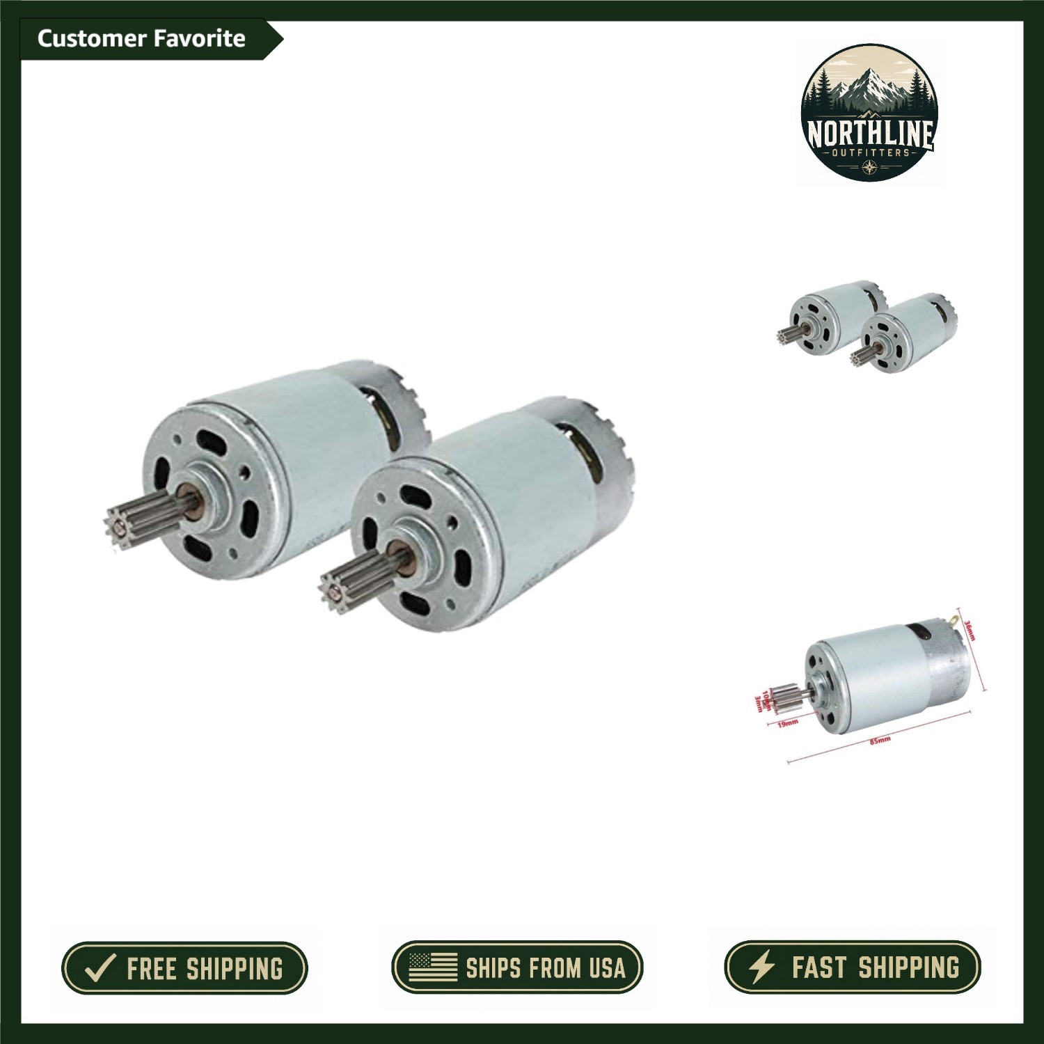 Superior 2 Pcs RS550 24V Electric Motor Set for Kids Ride-On Cars – 35000 RPM