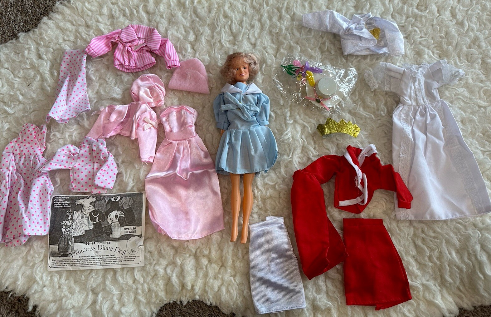 VTG Princess Diana Doll Wardrobe And Doll Set