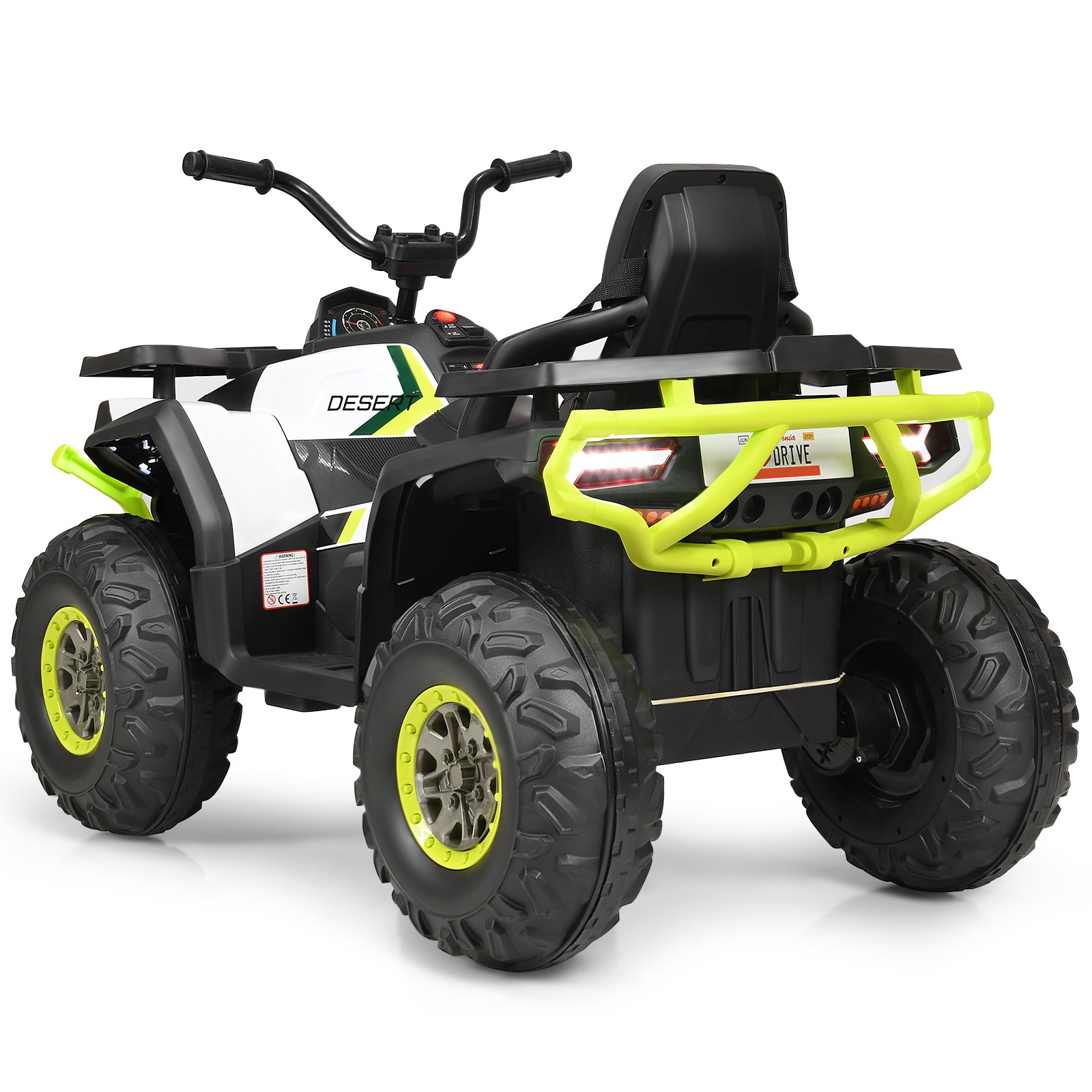 12V Kids Electric 4-Wheeler ATV Quad 2 Speeds Ride On Car w/MP3&LED Lights White