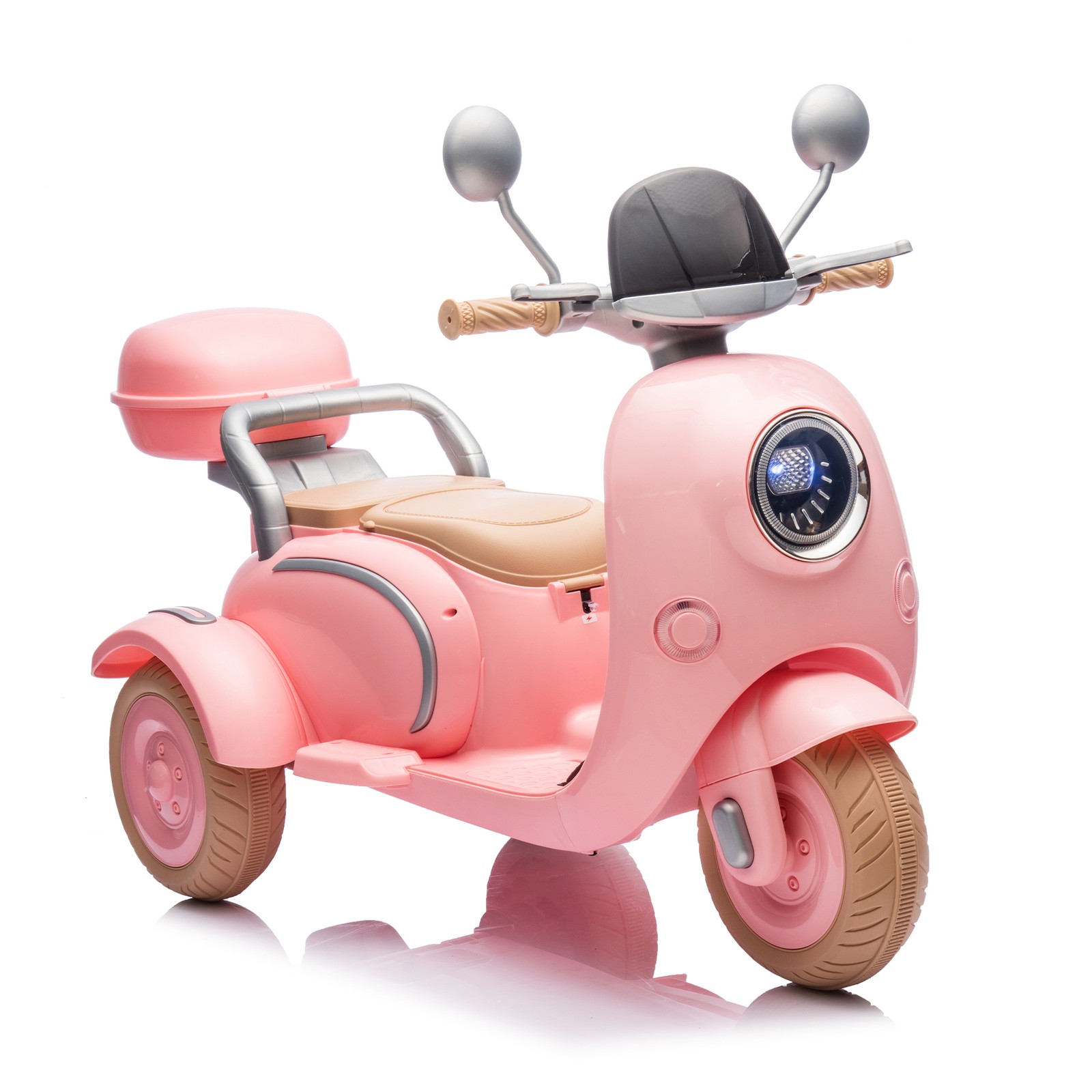 12V Two Motors Kids Ride On Level Up Two-seater 3 Wheel Toy for Kids 3-6 Pink