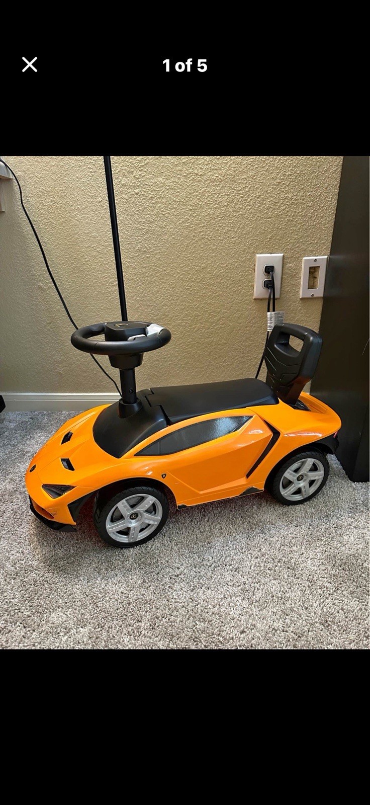 Lamborghini Orange Kids Ride-On Push Car with Steering Wheel and Seat