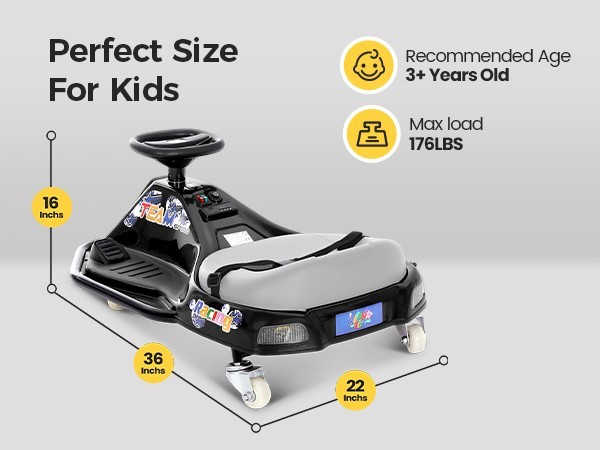 Electric Drifting Go Kart for Kids 24V Ride-On Car 360° Spin with Glowing Wheel