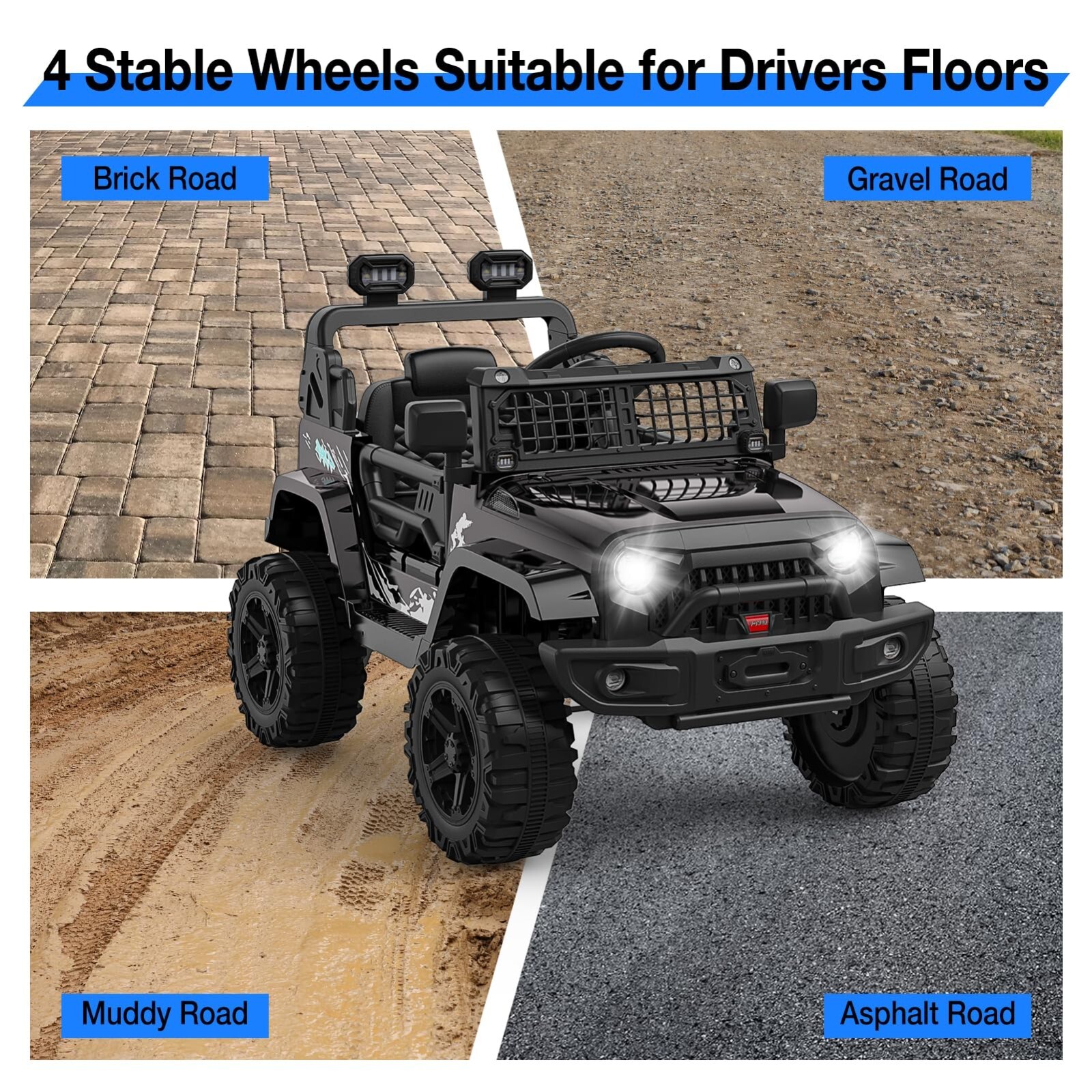 12V Kids Car Power Wheels Ride-on Truck Vehicle with Remote Control &LED Light