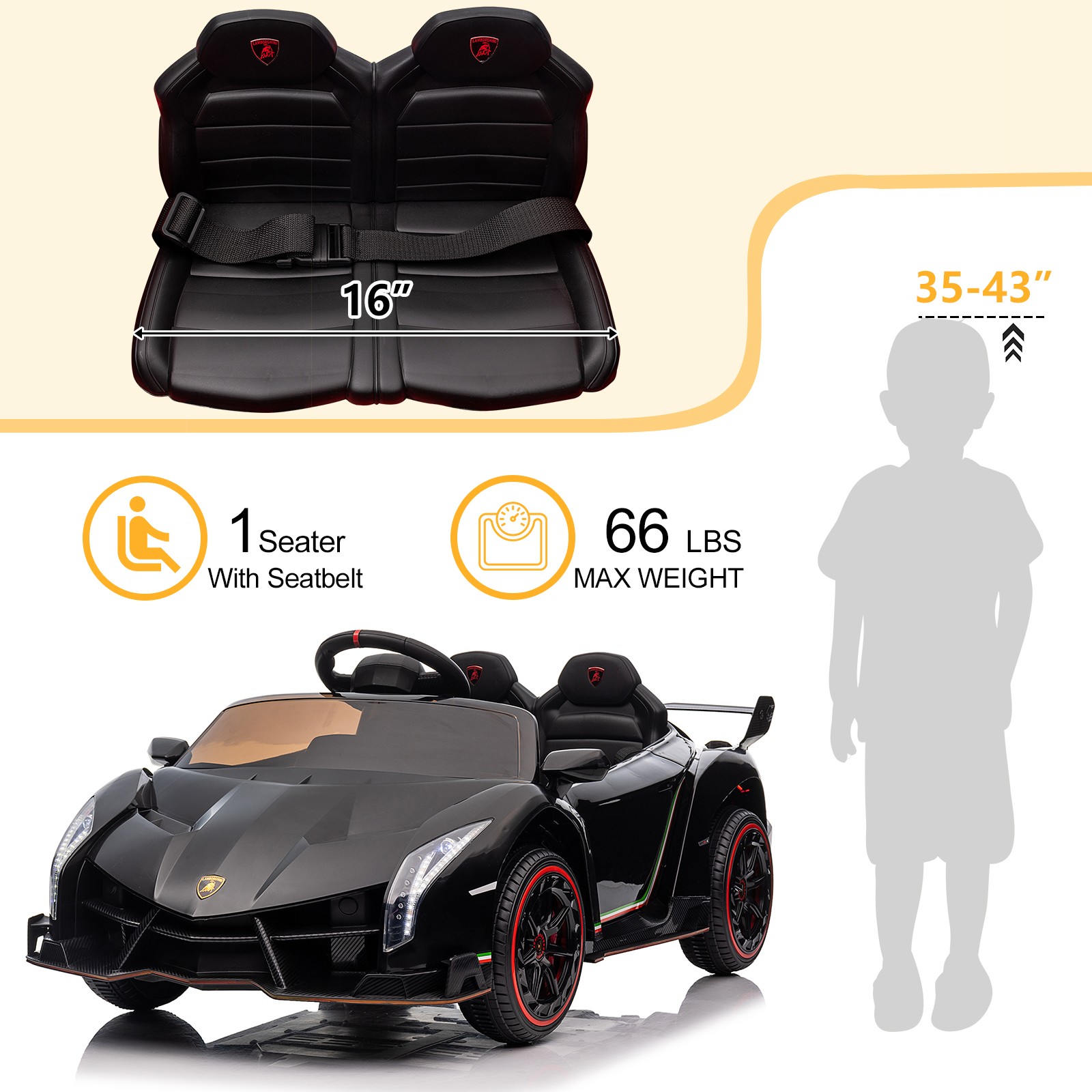 Electric Ride on Car for Kid Licensed Lamborghini Veneno Powered Ride On Toy Car