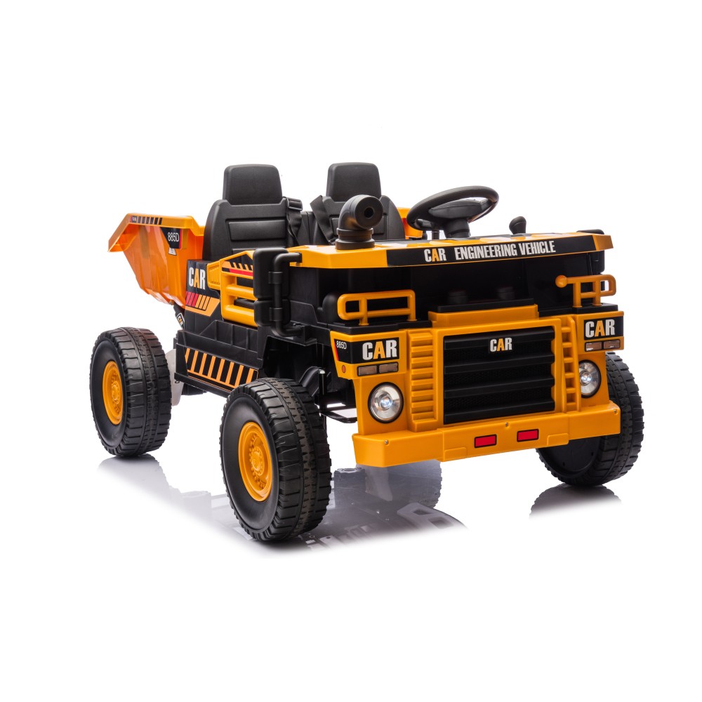 12V 2 Seater Ride on Dump Truck, 2WD 6-Wheel Ride on Toys for Big Kids Ages 3+