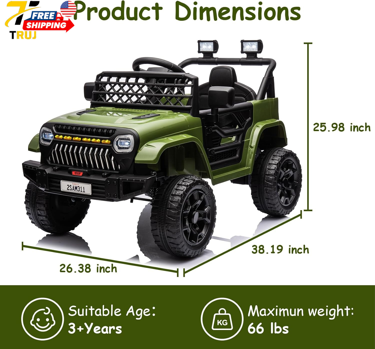 12V Kids Ride On Truck Electric Vehicle Battery Powered Car Toddlers Ride On Toy