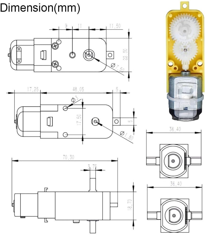 Durable 4-Pack DC Gear Motors with Plastic Tire Wheels for DIY Projects