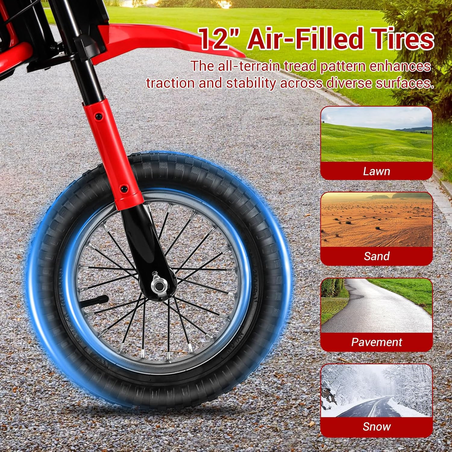 24V 350W Electric Dirt Bike Off-Road Electric Motorcycle Red for Kids 8-12 Years