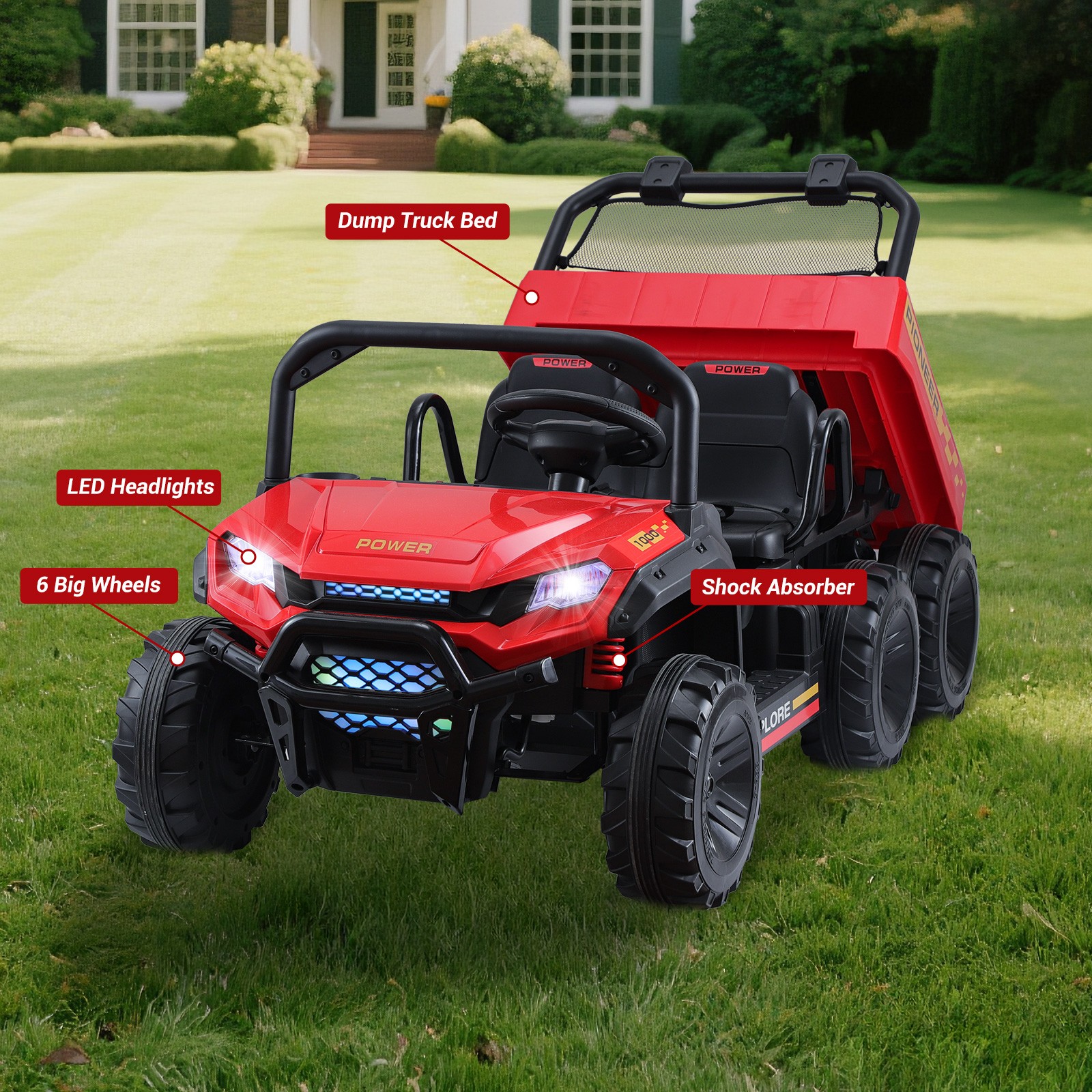 24V Kids 2 Seater Ride on Car Electric Dump Truck 4WD Off-road UTV w/Remote MP3