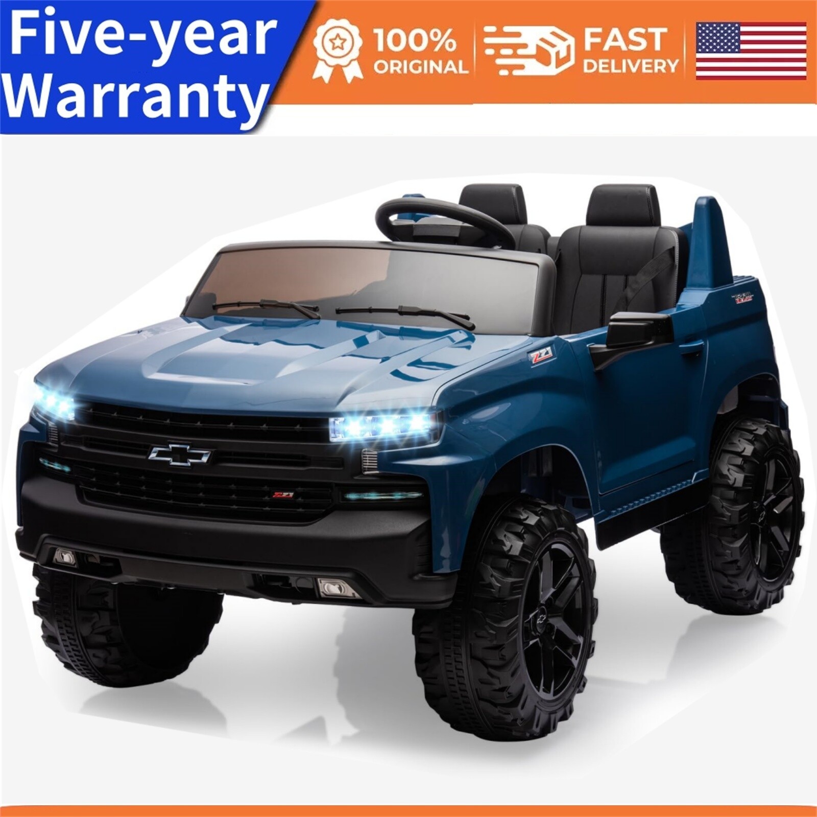 Ride On Toys 24V 2-Seater for Licensed Chevrolet Silverado 3 Speeds MP3 Player